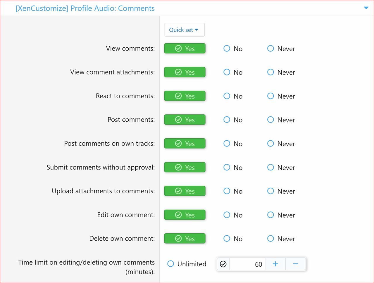 Permissions Comments