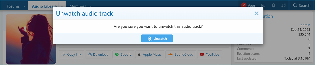 Track View Unwatch Audio Track